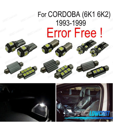 KIT COMPLETO 7 LAMPADAS LED INTERIOR PARA SEAT CORDOBA 6 K 1 6K2 93-99