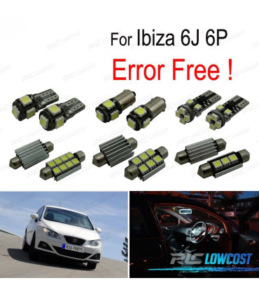 KIT COMPLETO 6 LAMPADAS LED INTERIOR PARA SEAT IBIZA MKV MK 5 SPORTCOUPE ST 6J 6 P 09-16