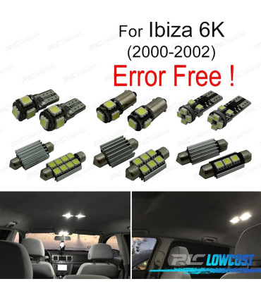 KIT COMPLETO 7 LAMPADAS LED INTERIOR PARA SEAT IBIZA 3 MK III 6 K 00-02