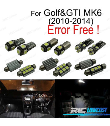 KIT COMPLETO DE 10 LAMPADAS LED INTERIOR PARA VOLKSWAGEN VW GOLF 6 MK6 MKVI GTI 10-14