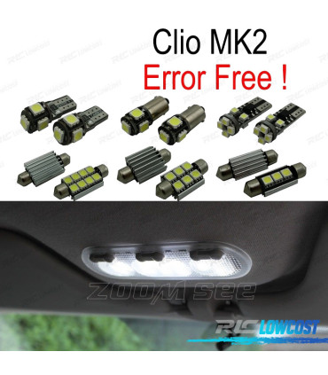 KIT COMPLETO 8 LAMPADAS LED INTERIOR PARA RENAULT CLIO 2 II MK2 98-05