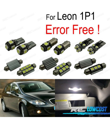 KIT COMPLETO 13 LAMPADAS LED INTERIOR PARA SEAT LEON MK2 1 P 1P1 05-12