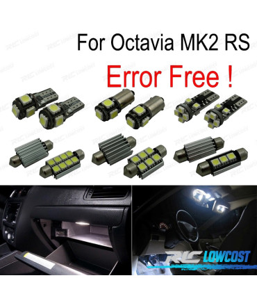 KIT COMPLETO DE 12 LAMPADAS LED INTERIOR PARA SKODA OCTAVIA 2 SALÞãN MK2 MK II SEDAN RS 1Z3 05-12