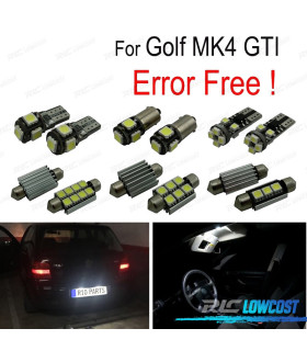 KIT COMPLETO DE 15 LAMPADAS LED INTERIOR PARA VOLKSWAGEN VW GOLF 4 MK4 JETTA GTI 99-05