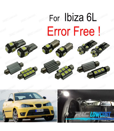 KIT COMPLETO 10 LAMPADAS LED INTERIOR PARA SEAT IBIZA MK4 MK IV 6L 02-08