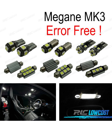 KIT COMPLETO DE 14 LAMPADAS LED INTERIOR PARA RENAULT MEGANE III 3 MK3 HATCHBACK 09-15
