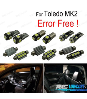 KIT COMPLETO 14 LAMPADAS LED INTERIOR PARA SEAT TOLEDO II MK2 1 M 1M2 99-04