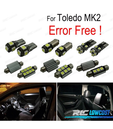 KIT COMPLETO 14 LAMPADAS LED INTERIOR PARA SEAT TOLEDO II MK2 1 M 1M2 99-04