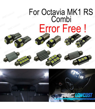 KIT COMPLETO DE 12 LAMPADAS LED INTERIOR PARA SKODA OCTAVIA 1 MK1 MK I RS COMBI 1U5 ESTATE WAGON 96-04