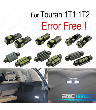 KIT COMPLETO DE 14 LAMPADAS LED INTERIOR PARA VOLKSWAGEN VW TOURAN 1T1 1T2 03-10
