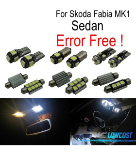 KIT COMPLETO 14 LAMPADAS LED INTERIOR PARA SKODA FABIA 1 MK1 MKI BERLINA SEDAN 99-07