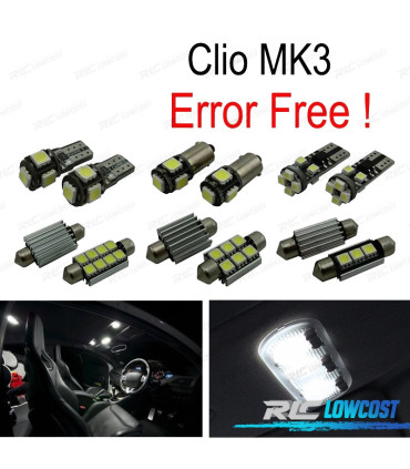 KIT COMPLETO 15 LAMPADAS LED INTERIOR PARA RENAULT CLIO III MK3. GRANDTOUR 06-12