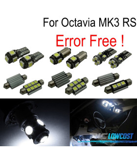 KIT COMPLETO 12 LAMPADAS LED INTERIOR PARA SKODA OCTAVIA 3 MK3 SALOON MK III 5E3 SEDAN RS TDI TSI 13-