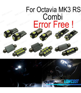 KIT COMPLETO 13 LAMPADAS LED INTERIOR PARA SKODA OCTAVIA 3 MK III RS COMBI 5E5 13-
