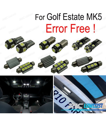 KIT COMPLETO 14 LAMPADAS LED INTERIOR PARA VOLKSWAGEN VW GOLF 5 ESTATE GOLF WAGON MK5 V 07-09