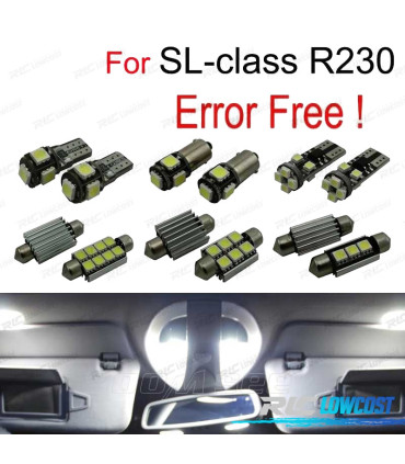 KIT COMPLETO 10 LAMPADAS LED INTERIOR PARA MERCEDES CLASE SL R230 SL500 SL600 SL55 AMG 02-08