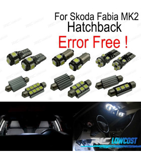 KIT COMPLETO 15 LAMPADAS LED INTERIOR PARA SKODA FABIA 2 MK2 MK II HATCHBACK 08-14