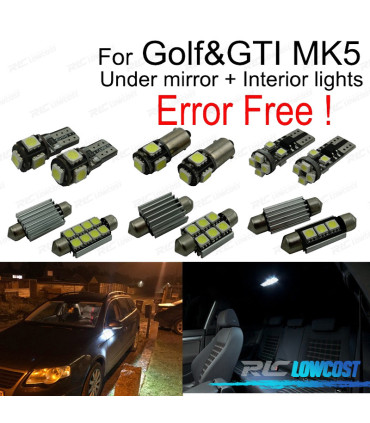 KIT COMPLETO 16 LAMPADAS LED INTERIOR PARA VOLKSWAGEN VW GTI MKV GOLF 5 MK5 GOLF5 06-09