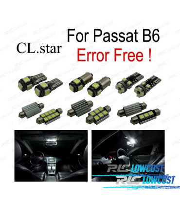KIT COMPLETO 14 LAMPADAS LED INTERIOR PARA VOLKSWAGEN VW PASSAT B6 06-11