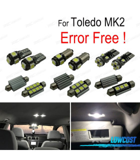 KIT COMPLETO 16 LAMPADAS LED INTERIOR PARA SEAT TOLEDO MK2 1 M 1M2 99-04