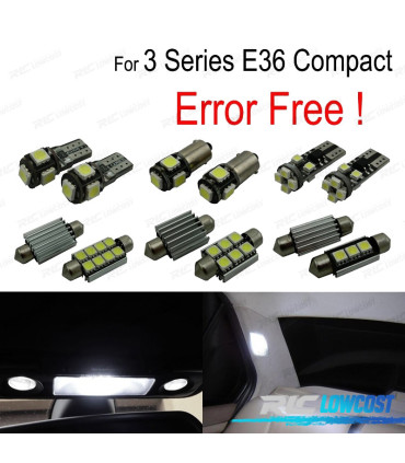 KIT COMPLETO 16 LAMPADAS LED INTERIOR PARA BMW SERIE 3 E36 HATCHBACK COMPACTO 316G 316I 318TDS 318TI 323TI 94-00