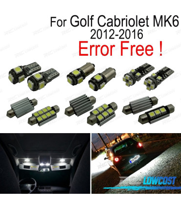 KIT COMPLETO 11 LAMPADAS LED INTERIOR PARA VOLKSWAGEN VW GOLF CABRIO CABRIOLET MK6 12-16