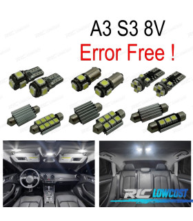KIT COMPLETO 15 LAMPADAS LED INTERIOR PARA AUDI A3 S3 8 V SEDAN QUATTRO SPORTBACK LIMUSINA 14-
