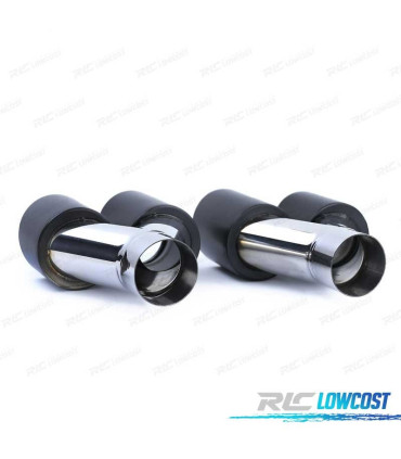 PONTEIRAS DE ESCAPE SAIDA DUPLA UNIVERSAL 2x 89MM INOX PRETO MATT