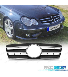 GRELHA FRONTAL PARA MERCEDES CLK W208 96-02 LOOK CL STYLE PRETO CROMADO