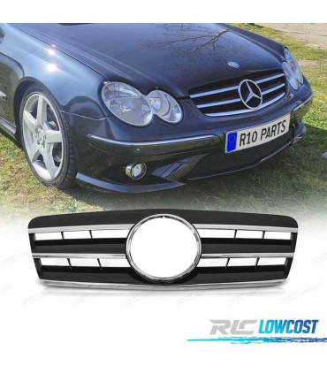 GRELHA FRONTAL PARA MERCEDES CLK W208 96-02 LOOK CL STYLE PRETO CROMADO