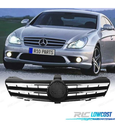 GRELHA FRONTAL SPORT AMG MERCEDES CLS W219 04-10 CROMADA PRETA