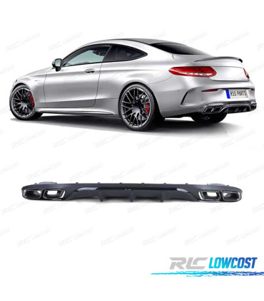 DIFUSOR MERCEDES C238 17-19 AMG LOOK E63 PRETO + PONTEIRAS ESCAPE PRETO BRILHANTE
