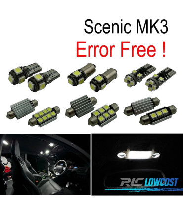 KIT COMPLETO 17 LAMPADAS LED INTERIOR PARA RENAULT SCENIC III 3 MK3 09-16