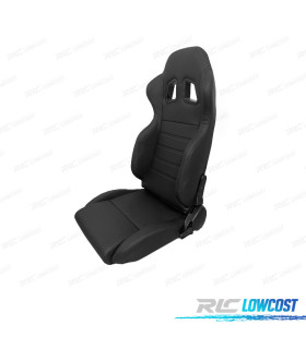BAQUET BACKET DESPORTIVA LOOK SPARCO COURO PRETA