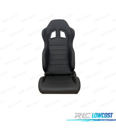 BAQUET BACKET DESPORTIVA LOOK SPARCO COURO PRETA