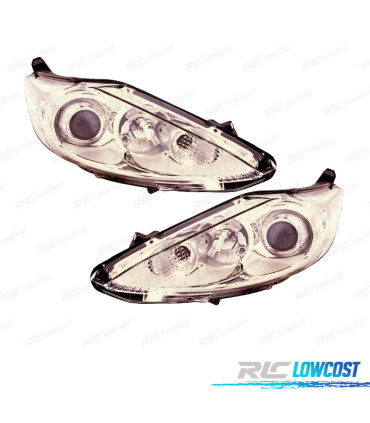 FARÓIS OPTICAS PARA FORD FIESTA MK7 3/5P 08-13 FUNDO CROMADO