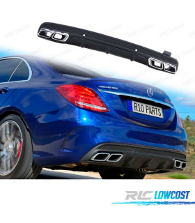 DIFUSOR MERCEDES CLASE C W205 SEDAN 14-18 LOOK AMG C63 PRETO MATE + PONTEIRAS DE ESCAPE