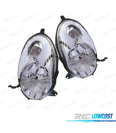 FARÓIS OPTICAS PARA NISSAN MICRA K12 03-07 FUNDO CROMADO