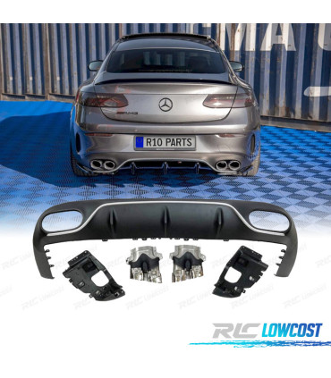 DIFUSOR TRASEIRO MERCEDES W213 C238 COUPÉ LOOK E53 PRETO CROMADO