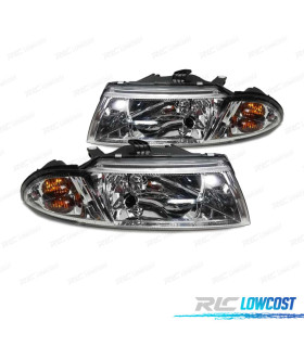 FARÓIS OPTICAS PARA MITSUBISHI CARISMA 99-05 FUNDO CROMADO
