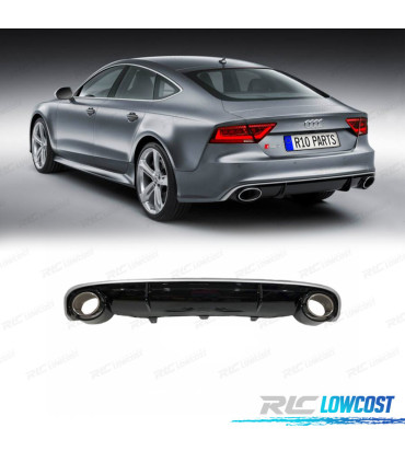 DIFUSOR AUDI A7 12-15 LOOK RS7 + PONTEIRAS DE ESCAPE PRETO BRILHANTE