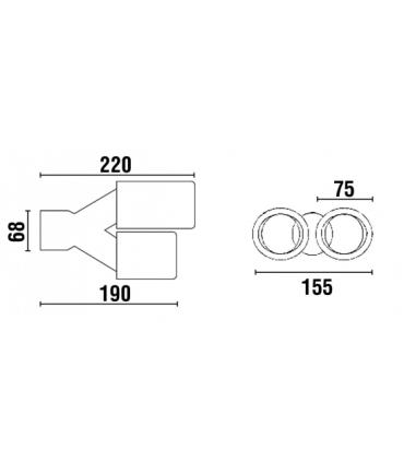 PONTEIRA DE ESCAPE DUPLA INOX REDONDA