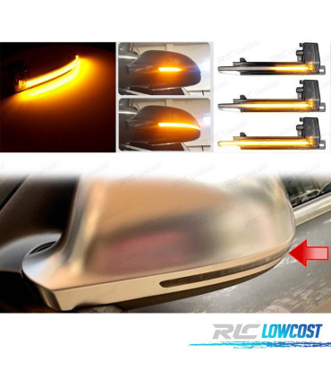 PISCAS LED DINAMICO DE ESPELHO PARA AUDI A5 ESCURECIDOS FUMADO
