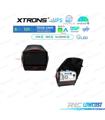 9'' QLED FULL HD OCTACORE DDR4 8GB RAM 128GB ROM SSD GPS ANDROID 12 CARPLAY DSP USB