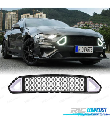 GRELHA SUPERIOR FRONTAL COM LUZ LED DRL BRANCA FORD MUSTANG 15-17