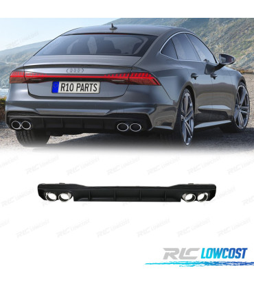 DIFUSOR AUDI A7 S LINE 19- LOOK S7 + PONTEIRAS DE ESCAPE CROMADO