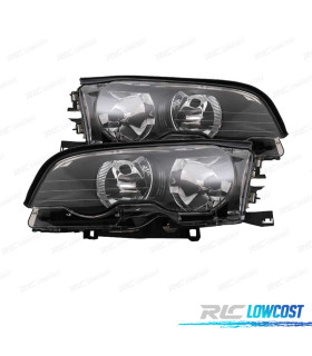 FARÓIS OPTICAS BMW E46 COUPÉ FUNDO PRETO 01-03
