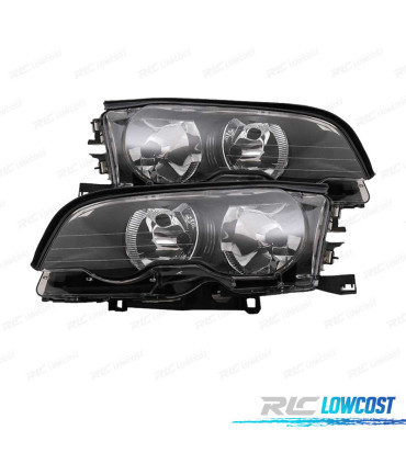 FARÓIS OPTICAS BMW E46 COUPÉ FUNDO PRETO 01-03