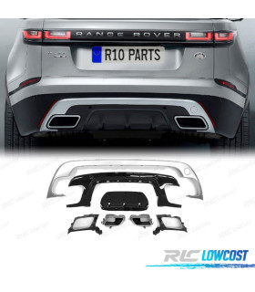 DIFUSOR RANGE ROVER VELAR 17- LOOK R DYNAMIC PRATEADO + PONTEIRAS ESCAPE