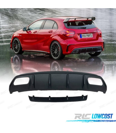 DIFUSOR TRASEIRO MERCEDES CLASE A W176 AMG 12-18 LOOK A45 PRETO MATE